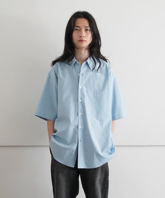 AURALEE WASHED FINX TWILL BIG HALF SLEEVED SHIRT 