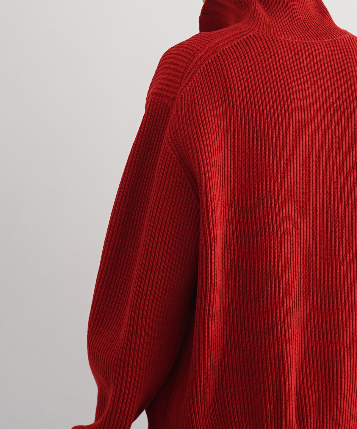 AURALEE Super fine wool rib knit zip cardigan “RED”