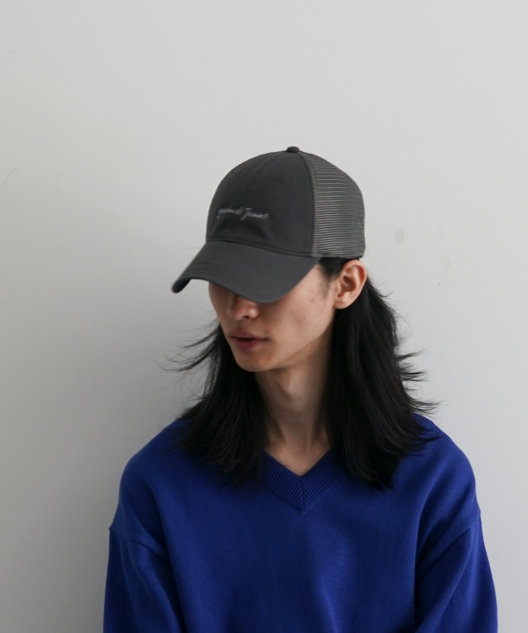 【EXCLUSIVE】gourmet jeans Mesh cap gourmet jeans "BLUE×GRAY"