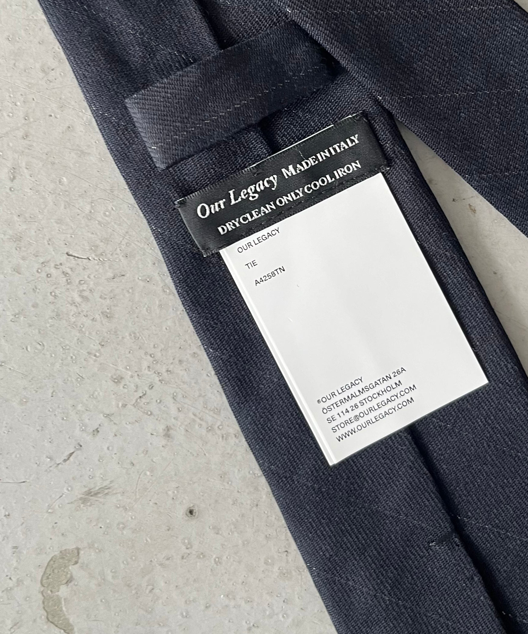 OUR LEGACY Tie "NIGHT COVERT FLEX PINSTRIPE"