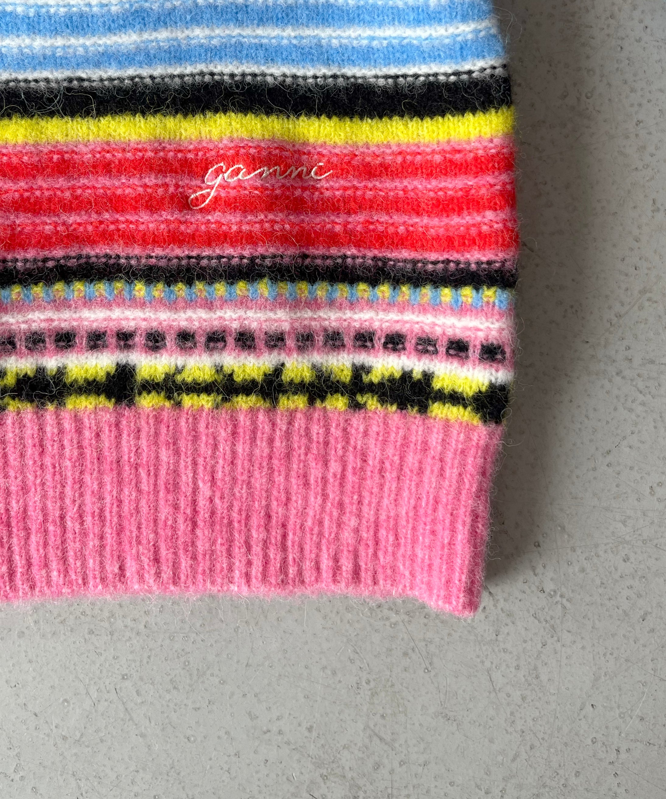GANNI Soft wool stripe o-neck "MULTICOLOUR"