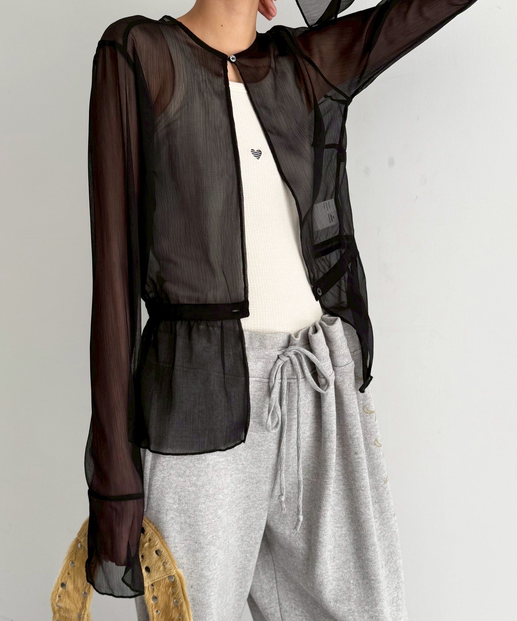 OUR LEGACY Waist blouse "CRINKLE BLACK VEIL POLY"