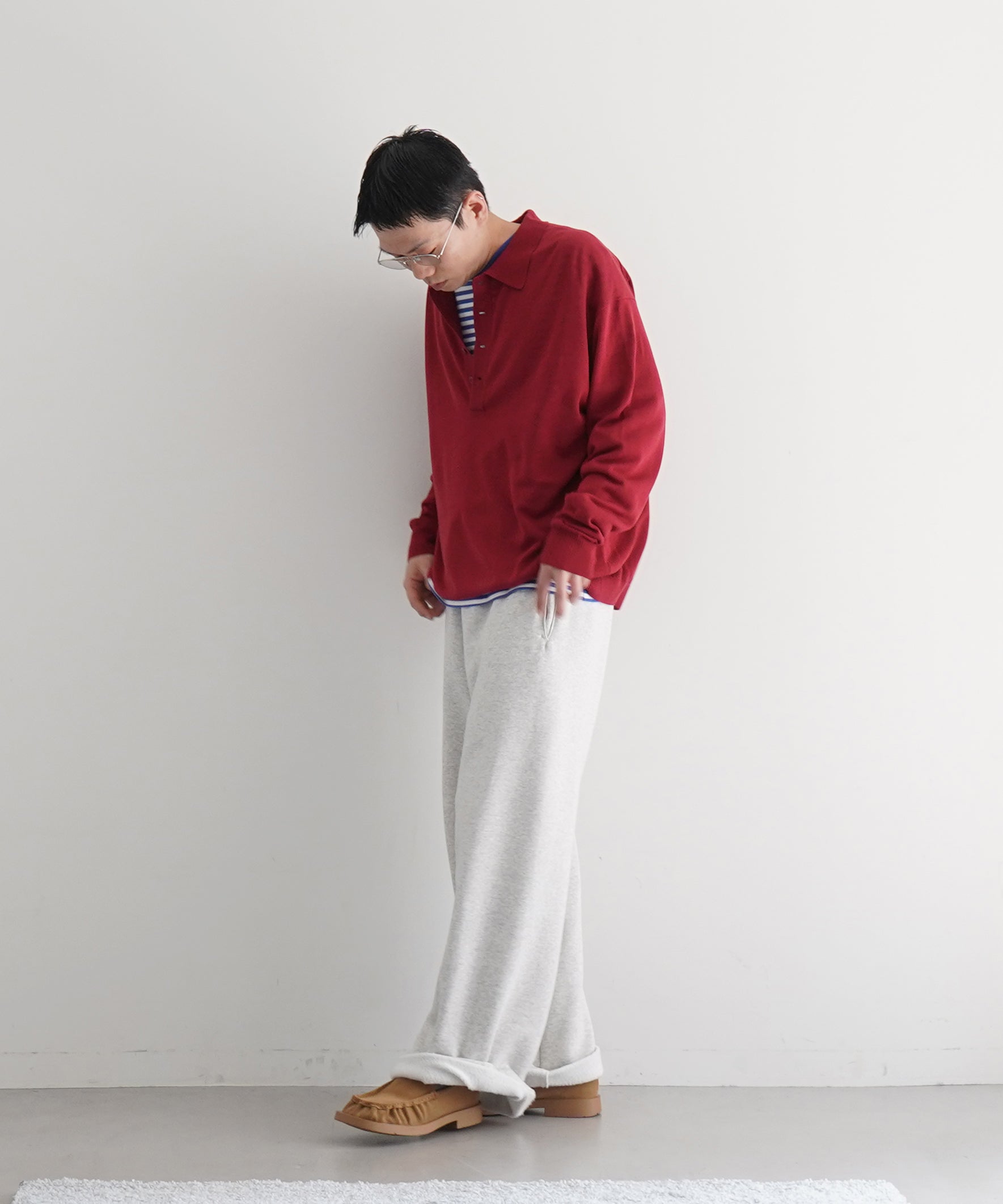 【EXCLUSIVE】crepuscule L/s polo "WINE"