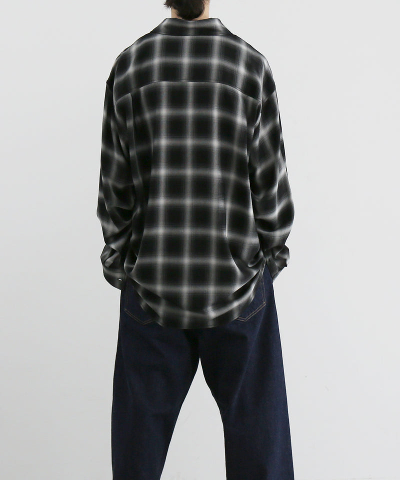 FAF(FAKE AS FLOWERS) Lace shadow check shirts "BLACK"
