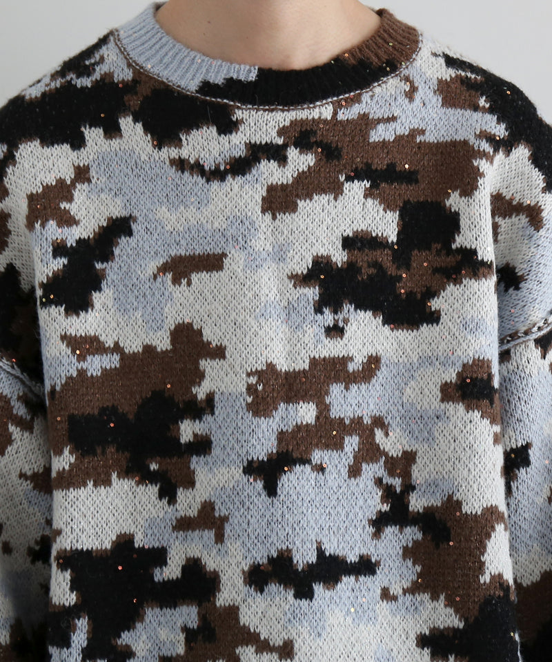 FAF(FAKE AS FLOWERS) Wik camo jacquard knit "SKY CAMO"