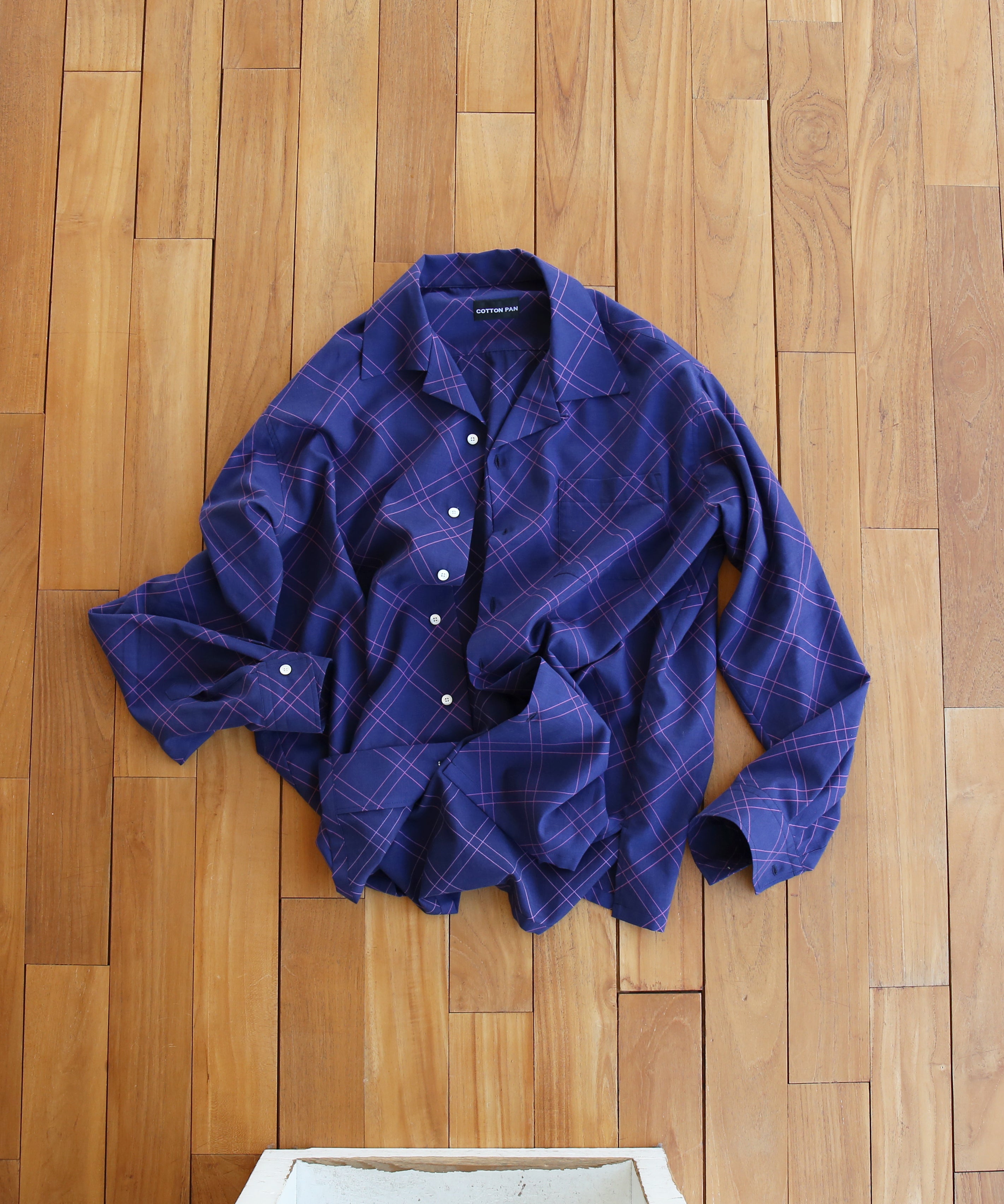 COTTON PAN Dorami l/s 綿シルクシャツchank "NAVY"