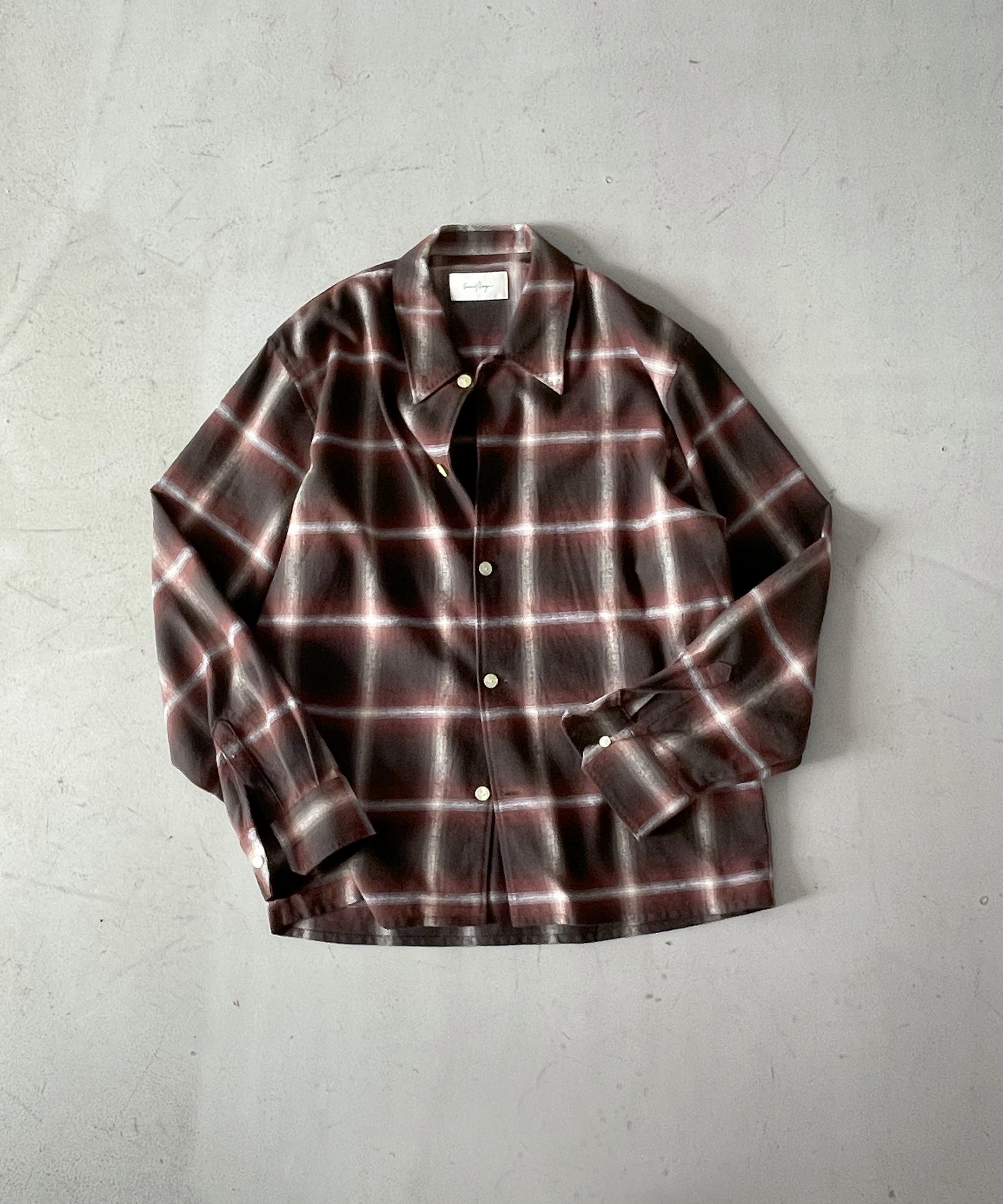 SECOND/LAYER Logan ombre ls shirt "RED CHECK"