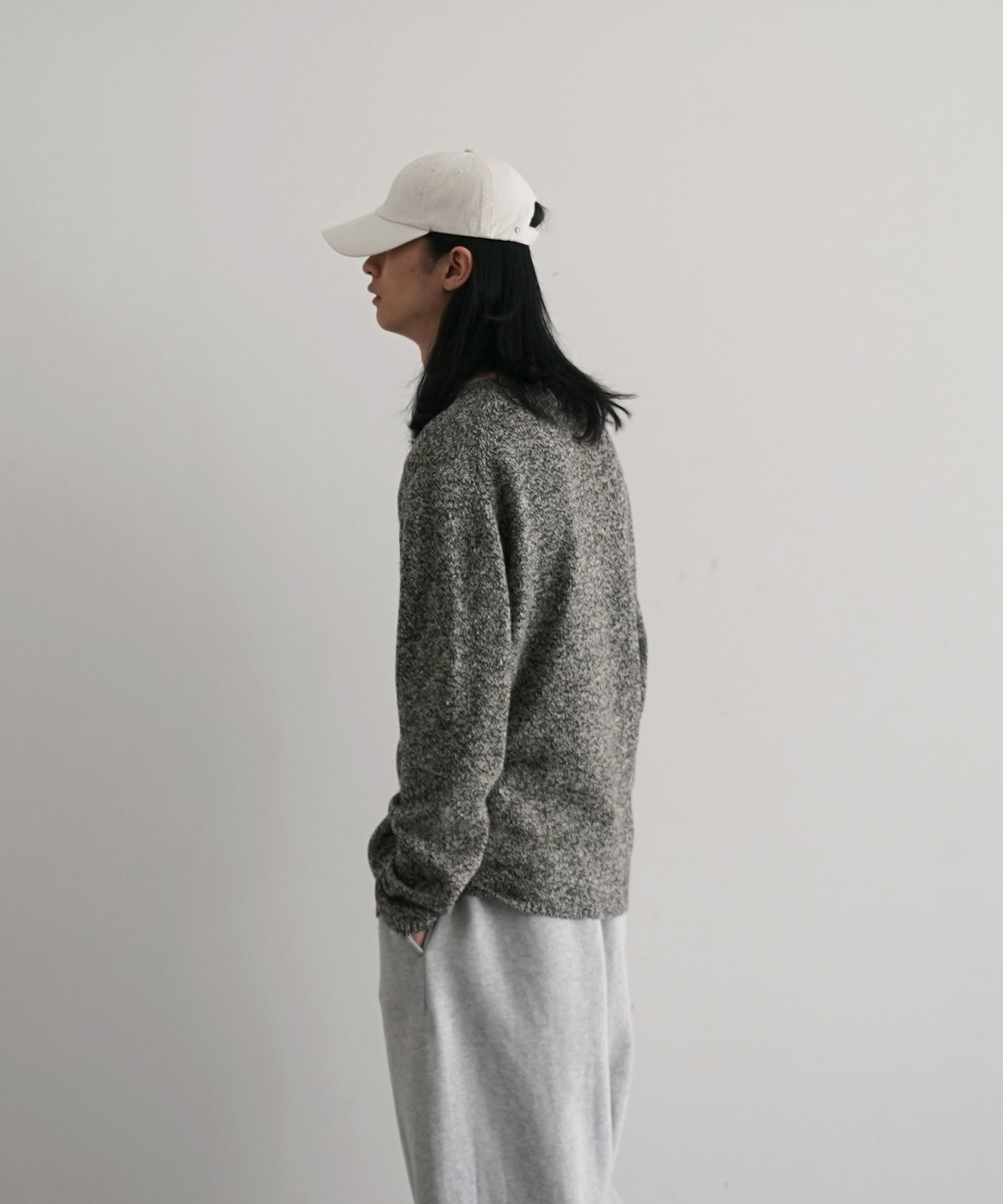 AURALEE Airy silk wool knit p/o "TOP BLACK"