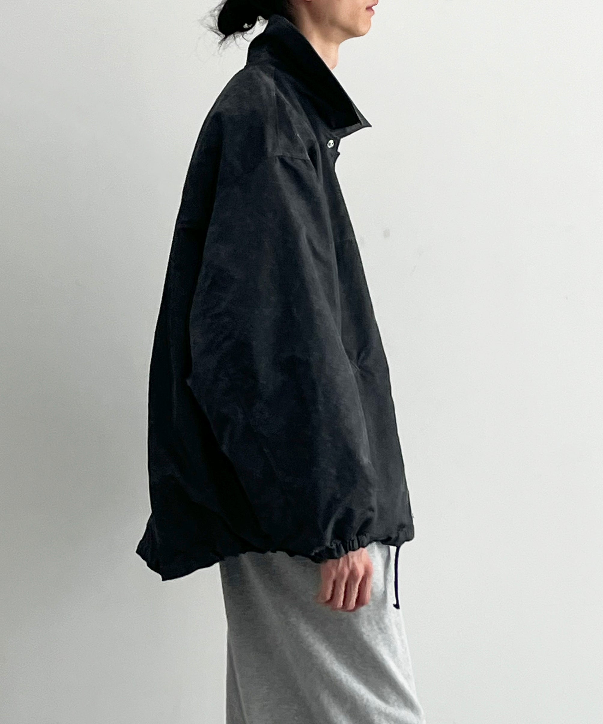 VOAAOV Aging nylon twill coach jacket "BLACK"