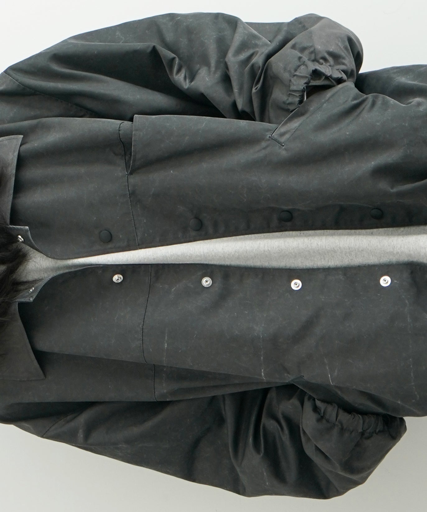 VOAAOV Aging nylon twill coach jacket nylon , cotton "BLACK"