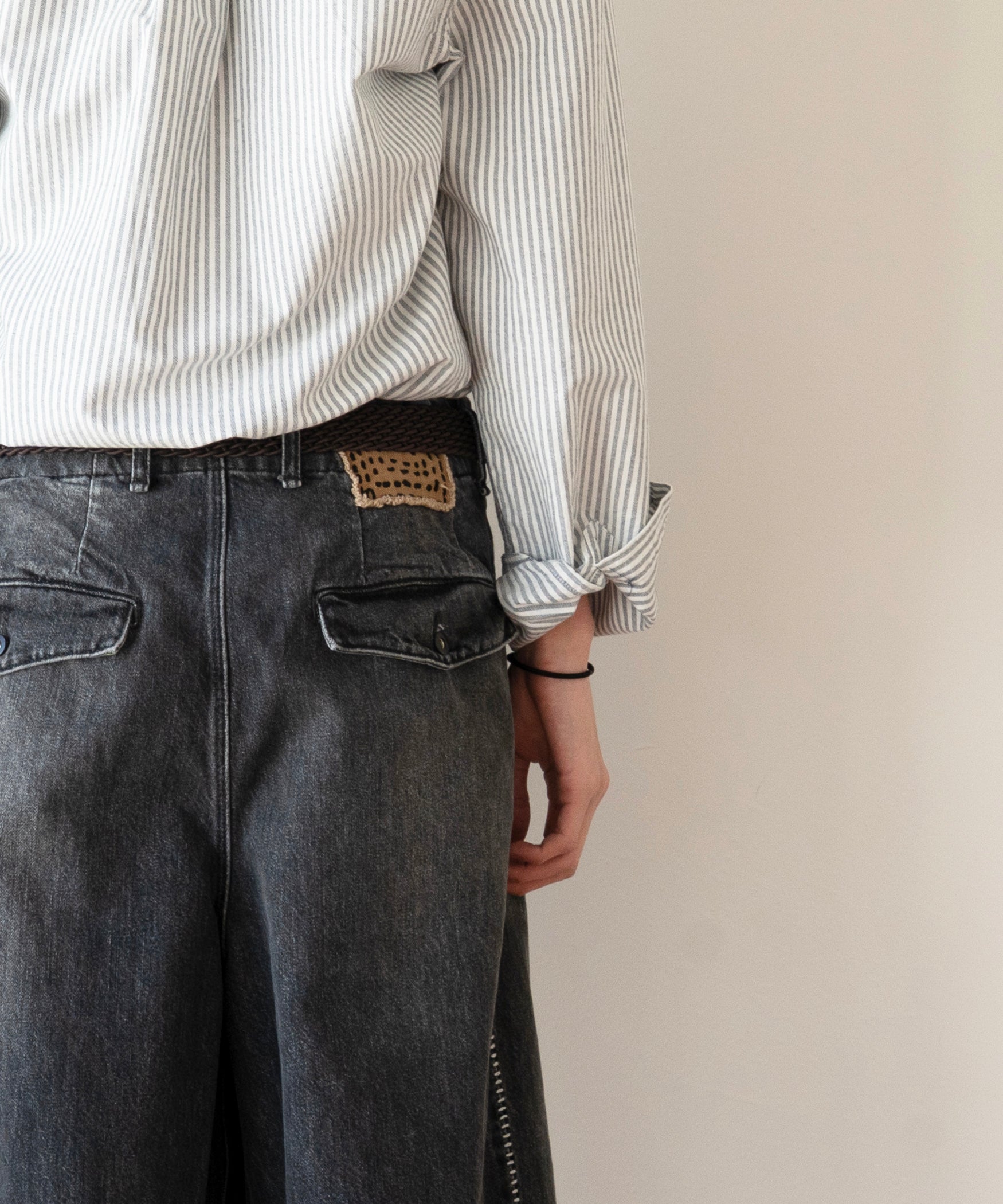 my beautiful landlet Tucked wide denim pants "BLACK"