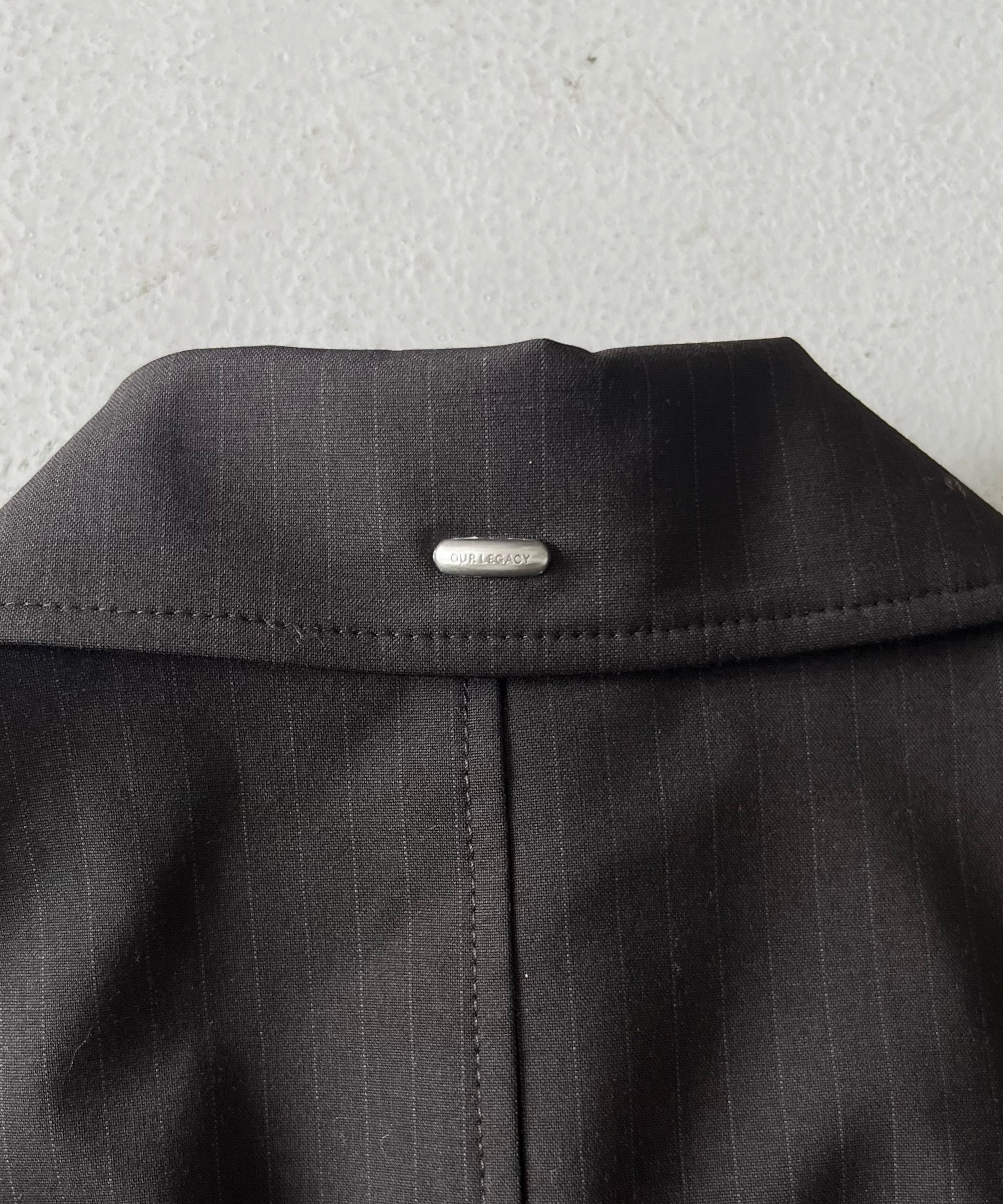 OUR LEGACY Cloak carcoat "CHURCHILL STRIPE MEMBRANE WOOL"