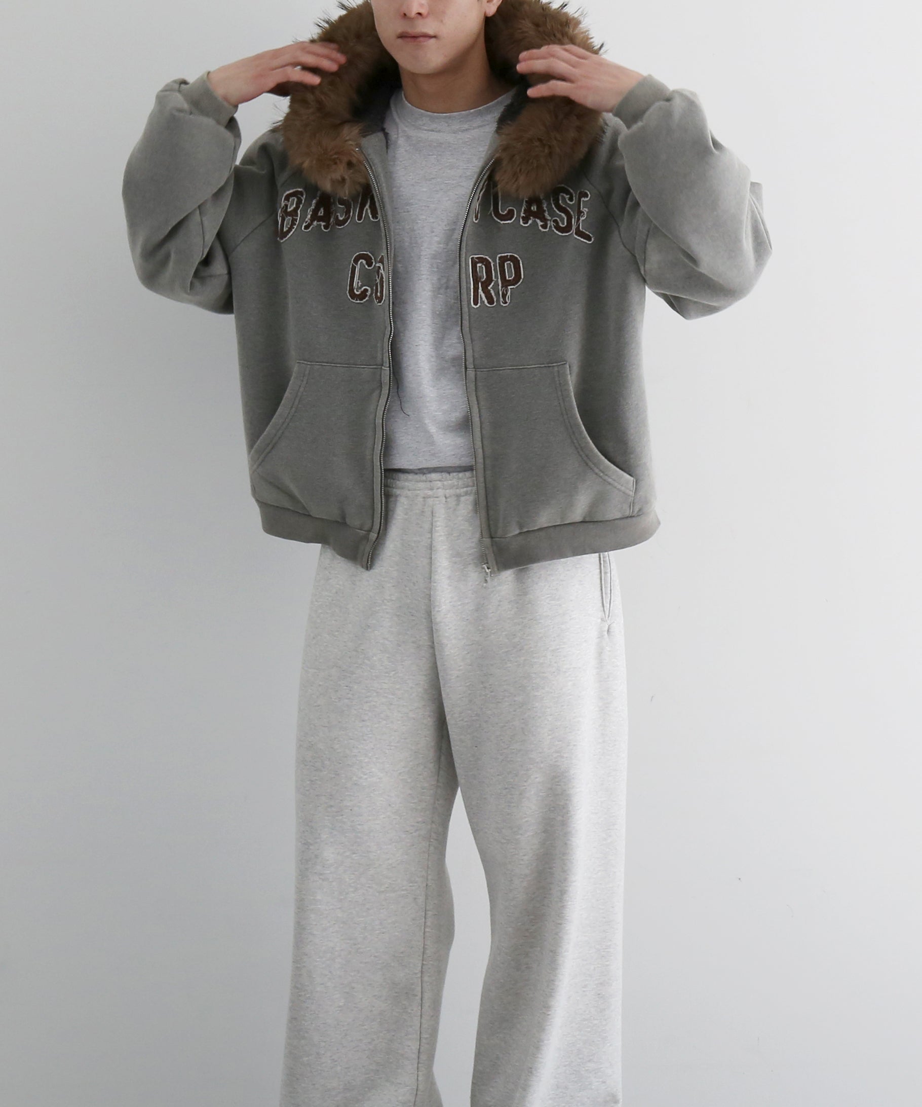 Basketcase Bc corp lined zip up "DARK HEATHER GRAY"