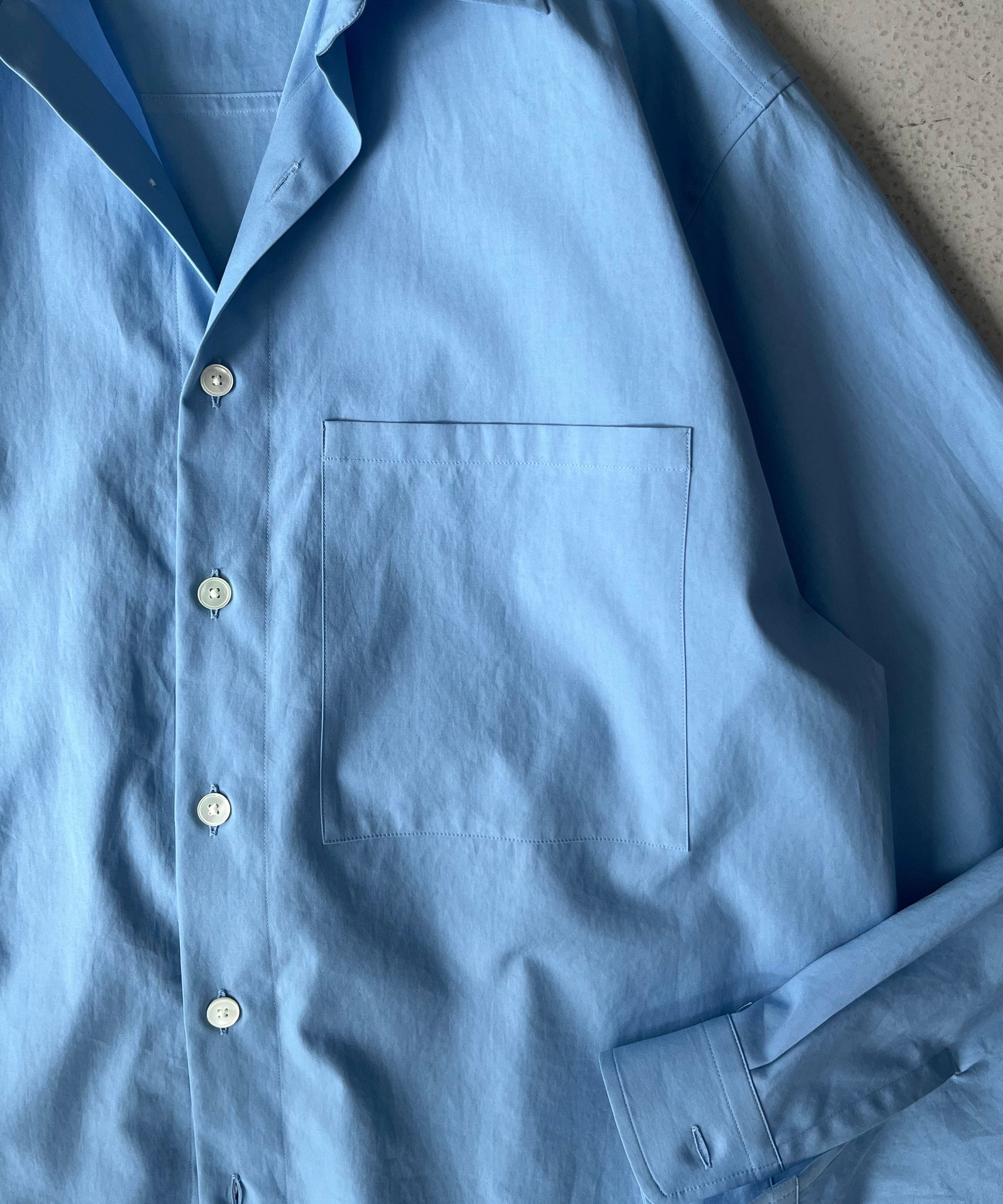 AURALEE Washed finx twill big shirt "BLUE"