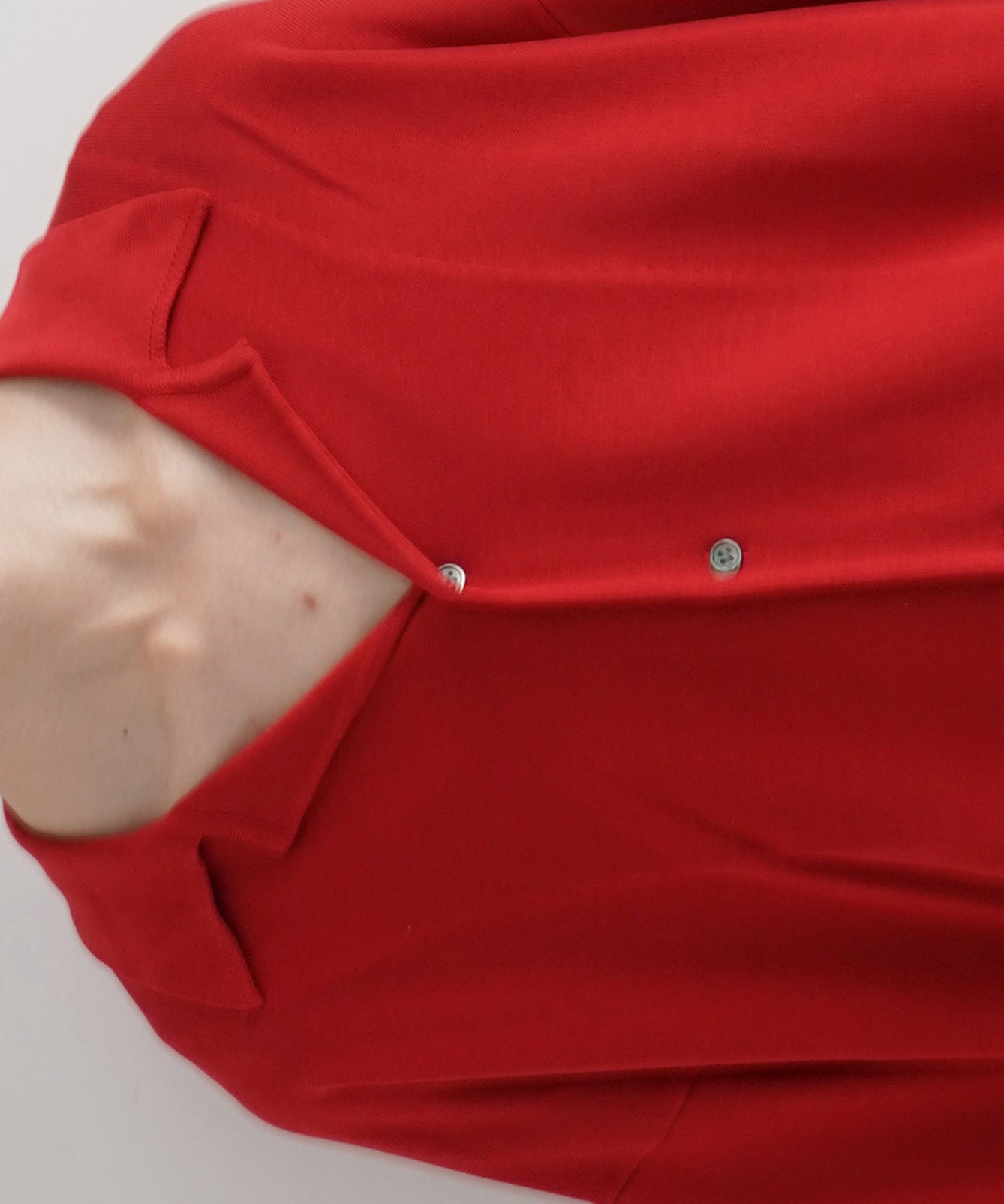 【EXCLUSIVE】crepuscule Open collar knit shirt "RED"