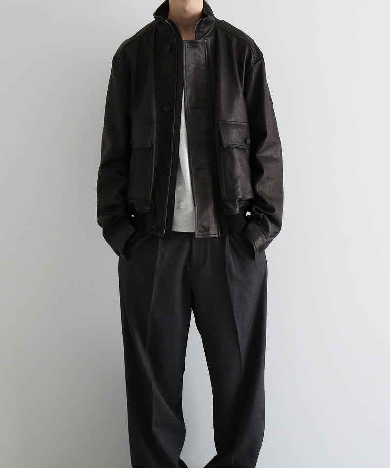 AURALEE Textured lamb leather blouson "BLACK"