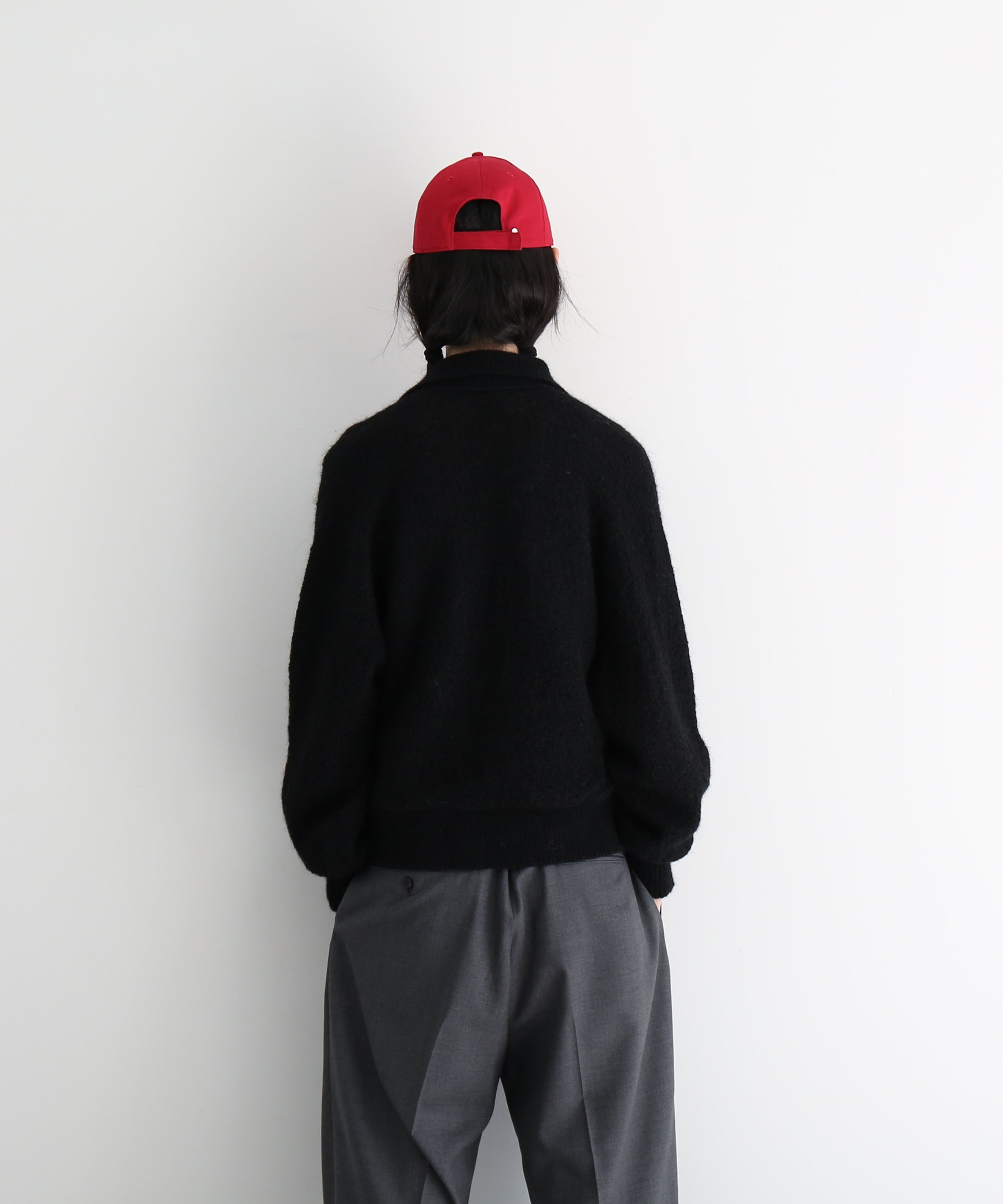 NEEDLES Round collar cardigan -crepe weave- "BLACK"