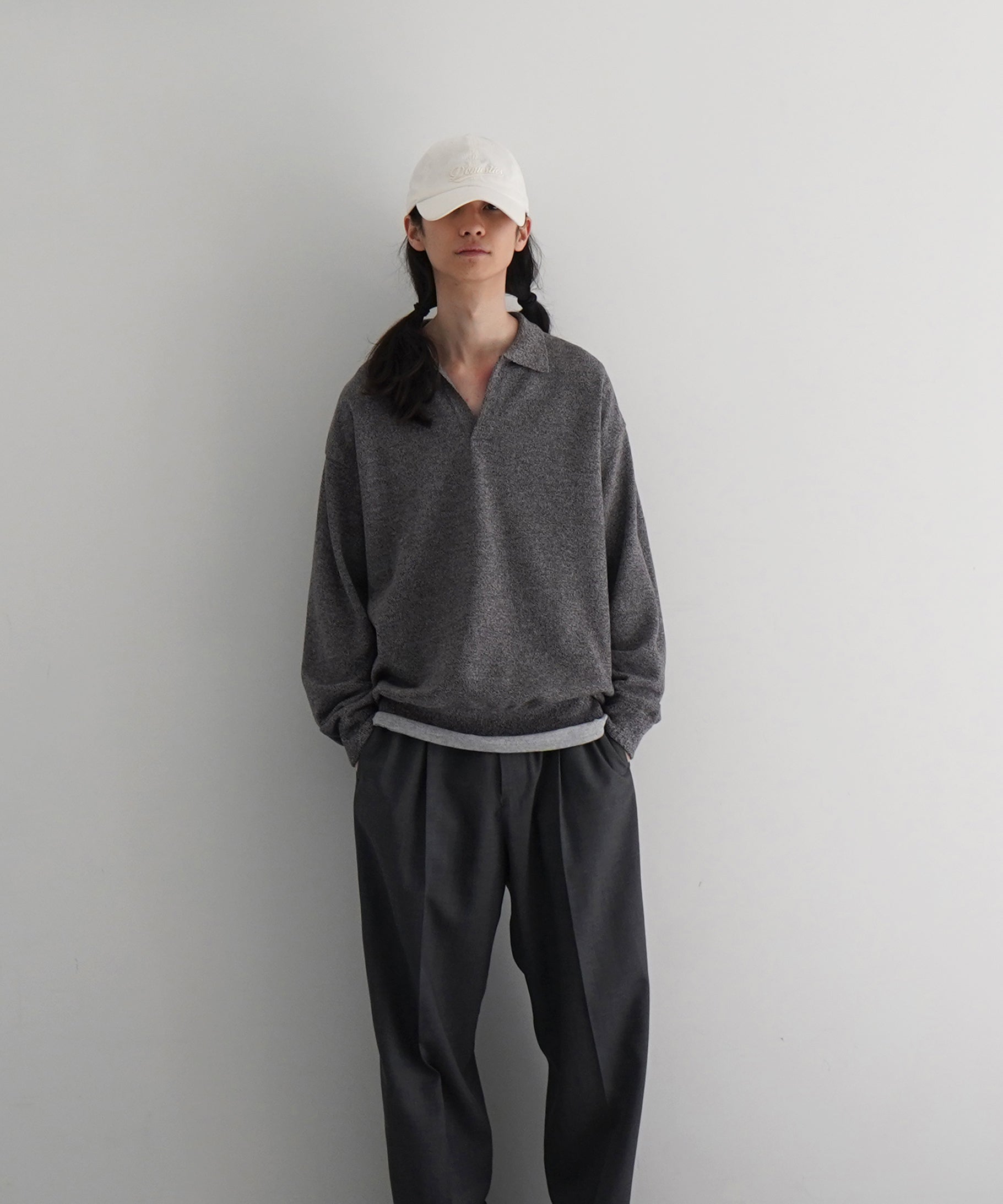 【EXCLUSIVE】crepuscule Co/ra moss stitch skipper "BLACK"