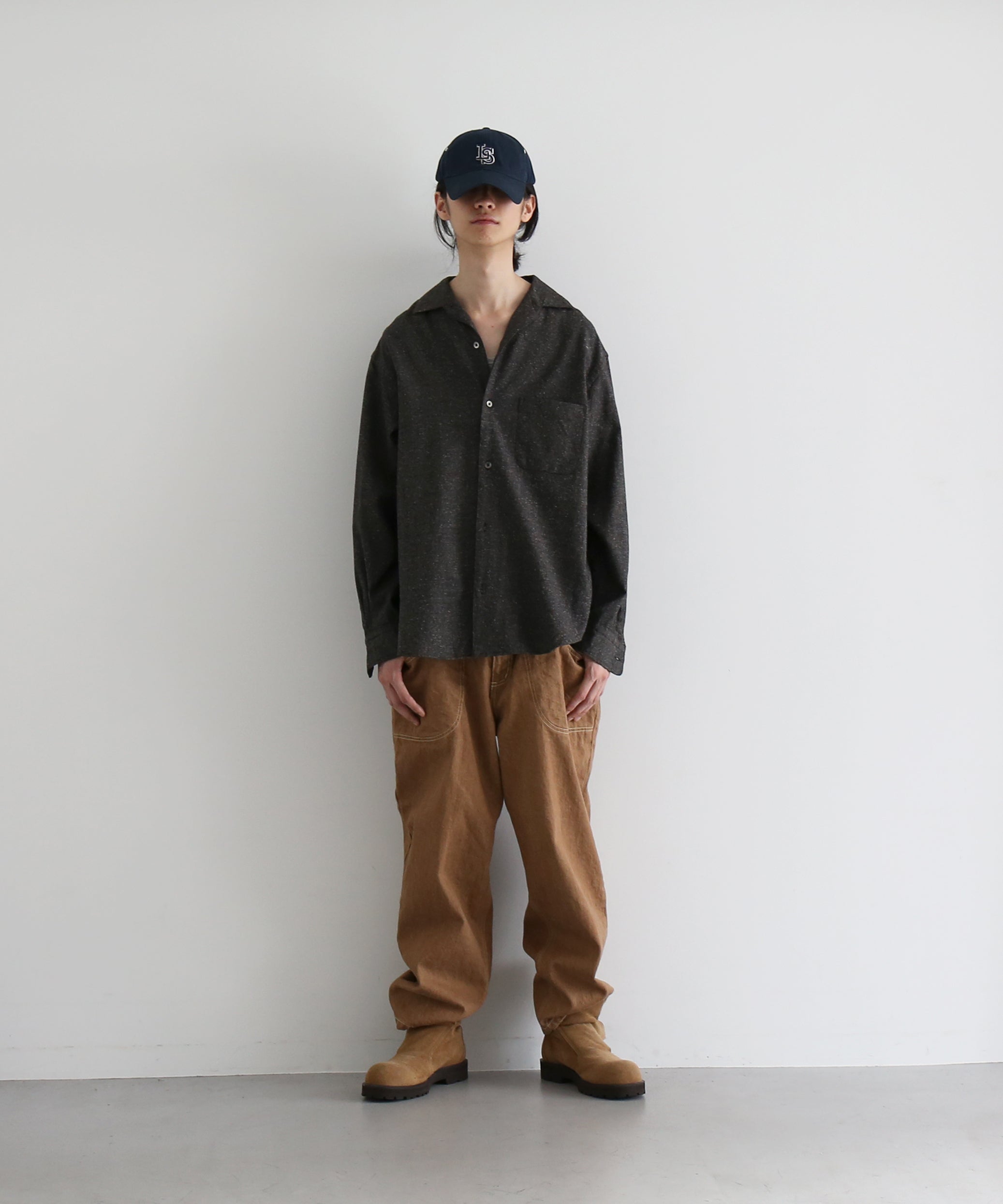 URU Italian collar l/s shirts b "BLACK"