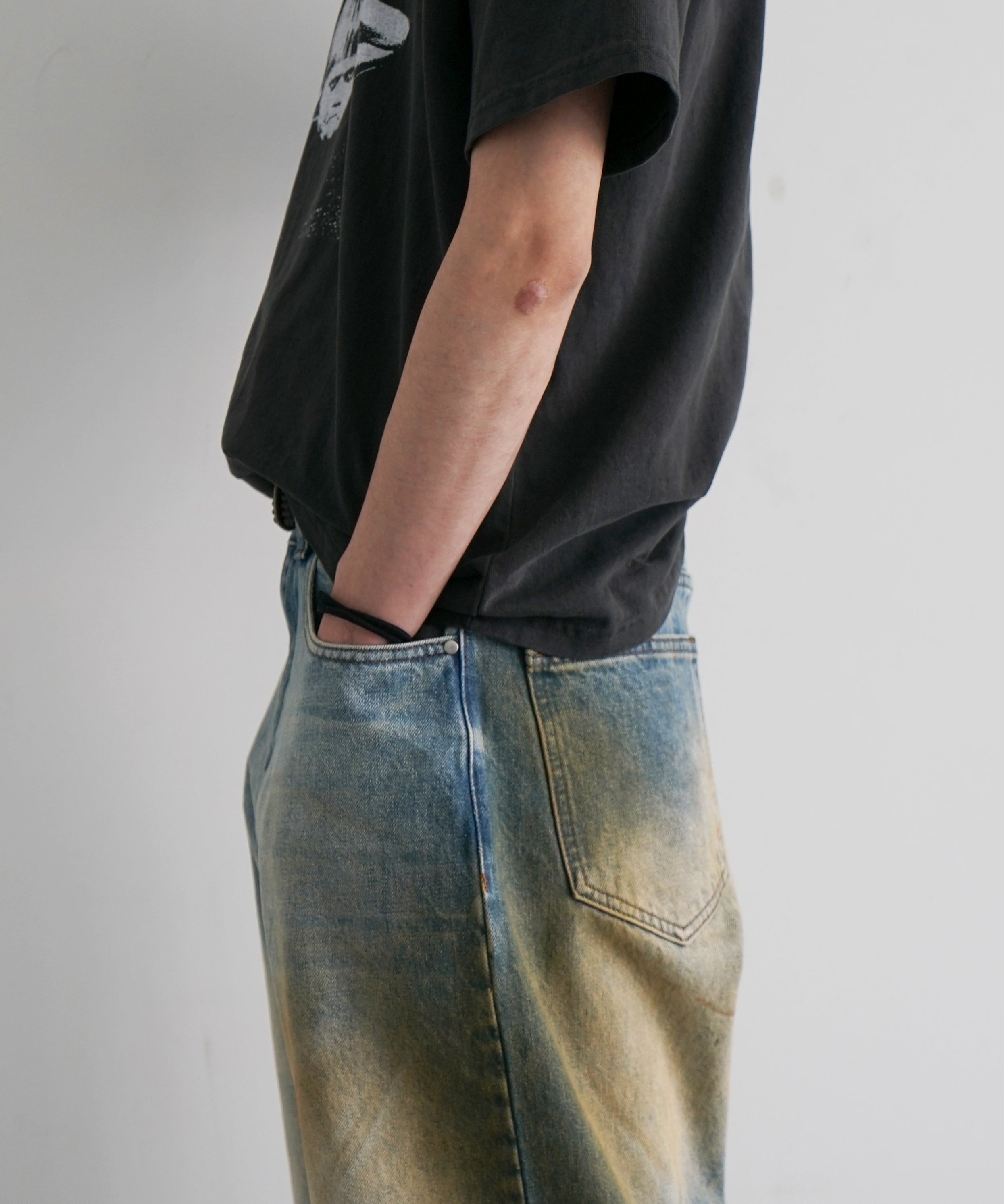 Basketcase Lax baggy denim mud wash "BLUE/DIRT"