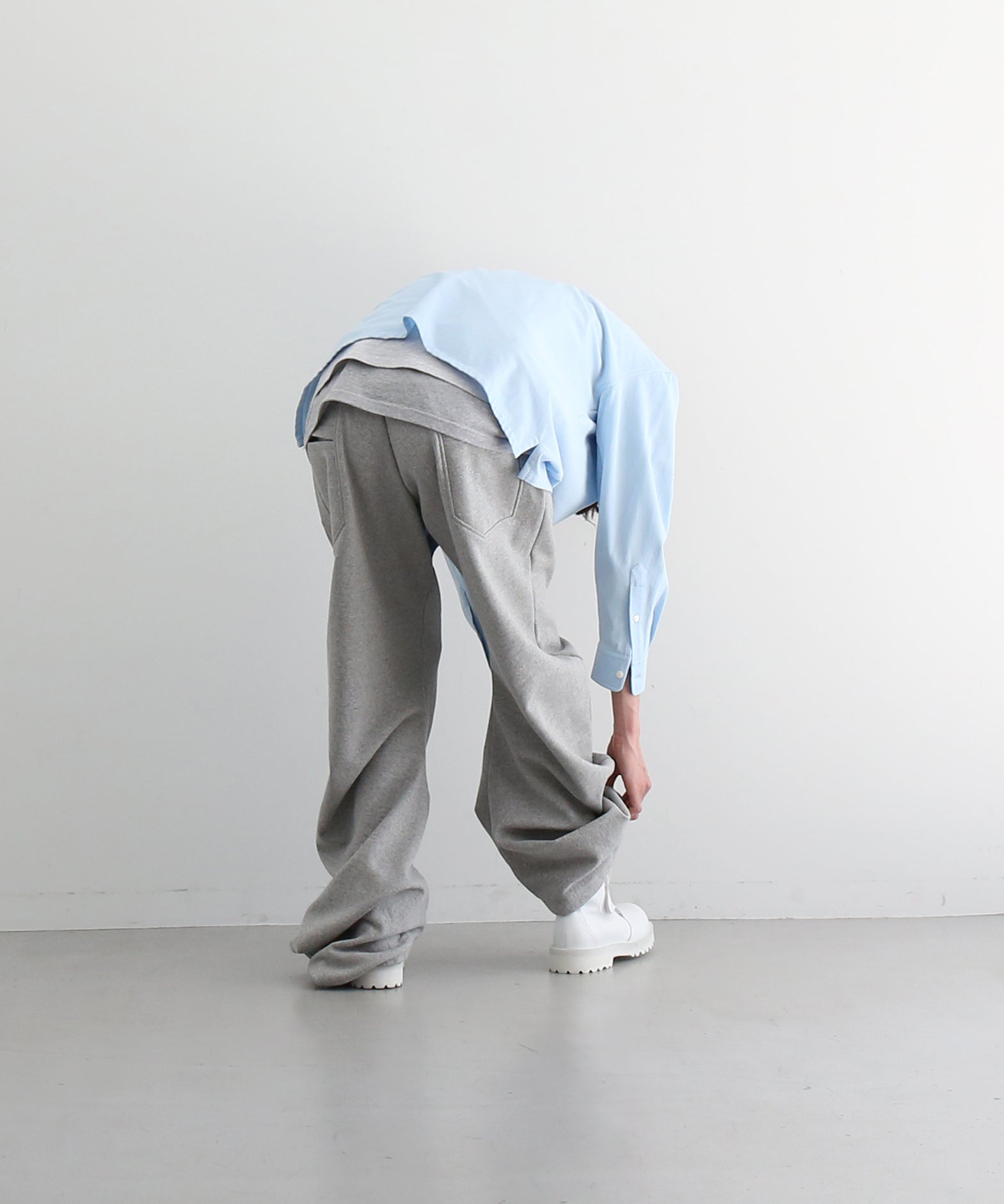 OPPOSE DUALITY Twist sweat pants "LIGHT GRAY"