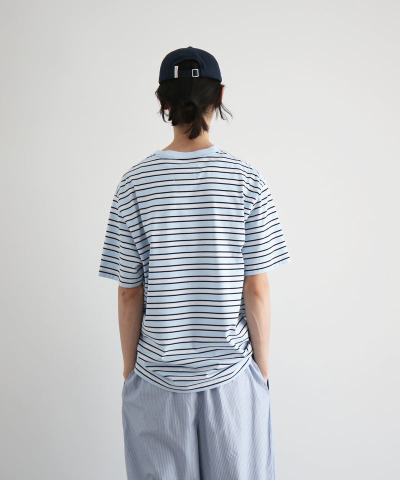 KAIKO C neck border t-shirts "SAX"