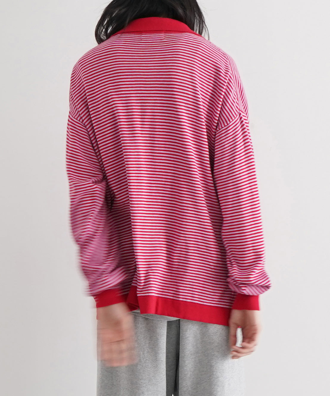 PHINGERIN Stripe knit shirt "A:RED"