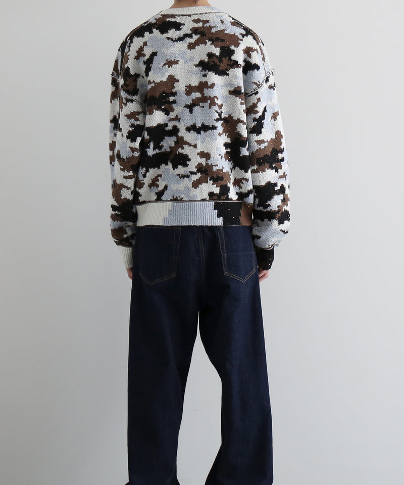 FAF(FAKE AS FLOWERS) Wik camo jacquard knit "SKY CAMO"