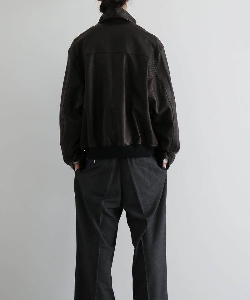 AURALEE Textured lamb leather blouson "BLACK"