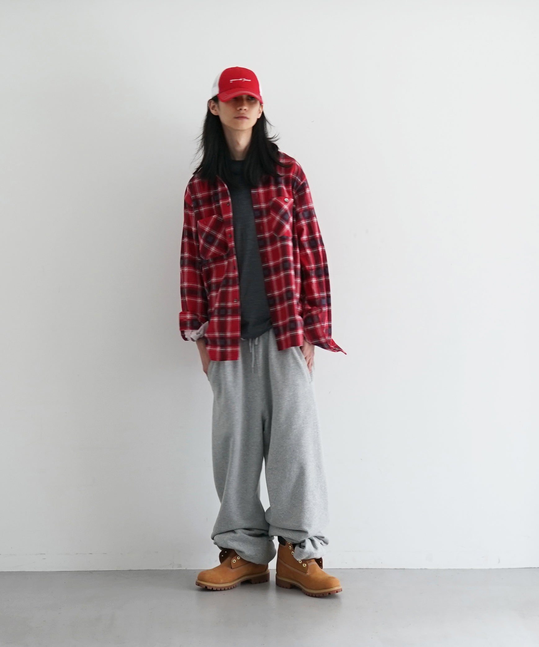 NEEDLES One - up shirt - printed flannel / plaid "RED"