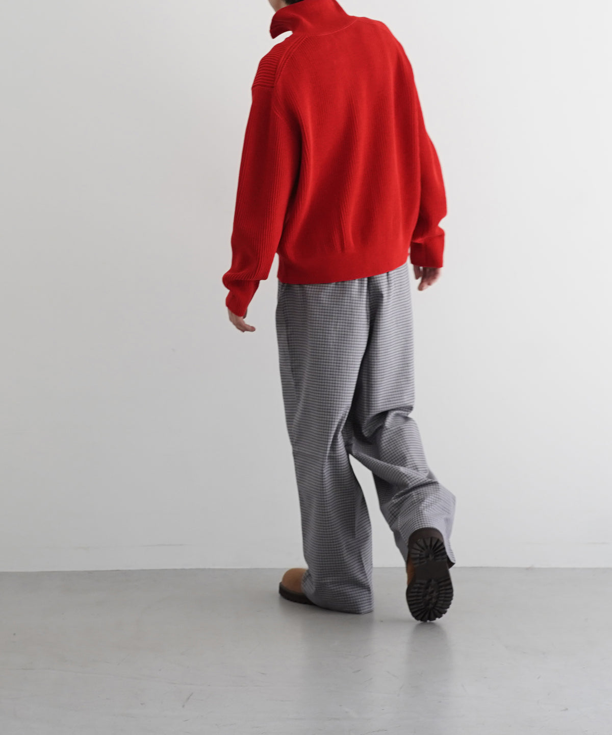AURALEE Super fine wool rib knit zip cardigan “RED”