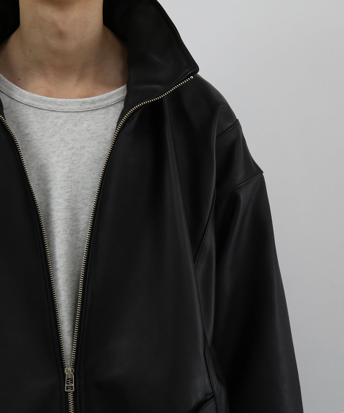 VOAAOV Leather blouson "BLACK"