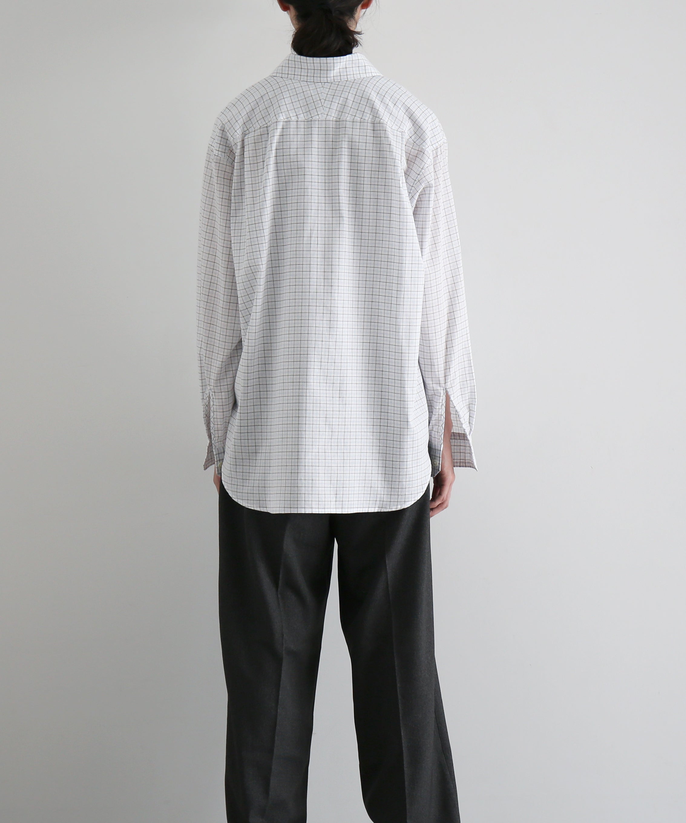 OLD FOLK HOUSE Banshu-ori classic shirt - vintage fabric "BLACK BLUE PLAID"