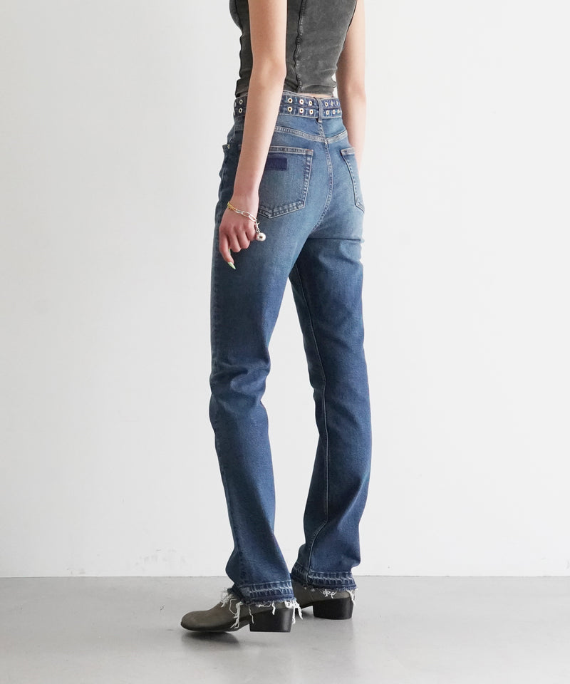 GANNI Stretch future denim carri belt "MBLUEVINTG"