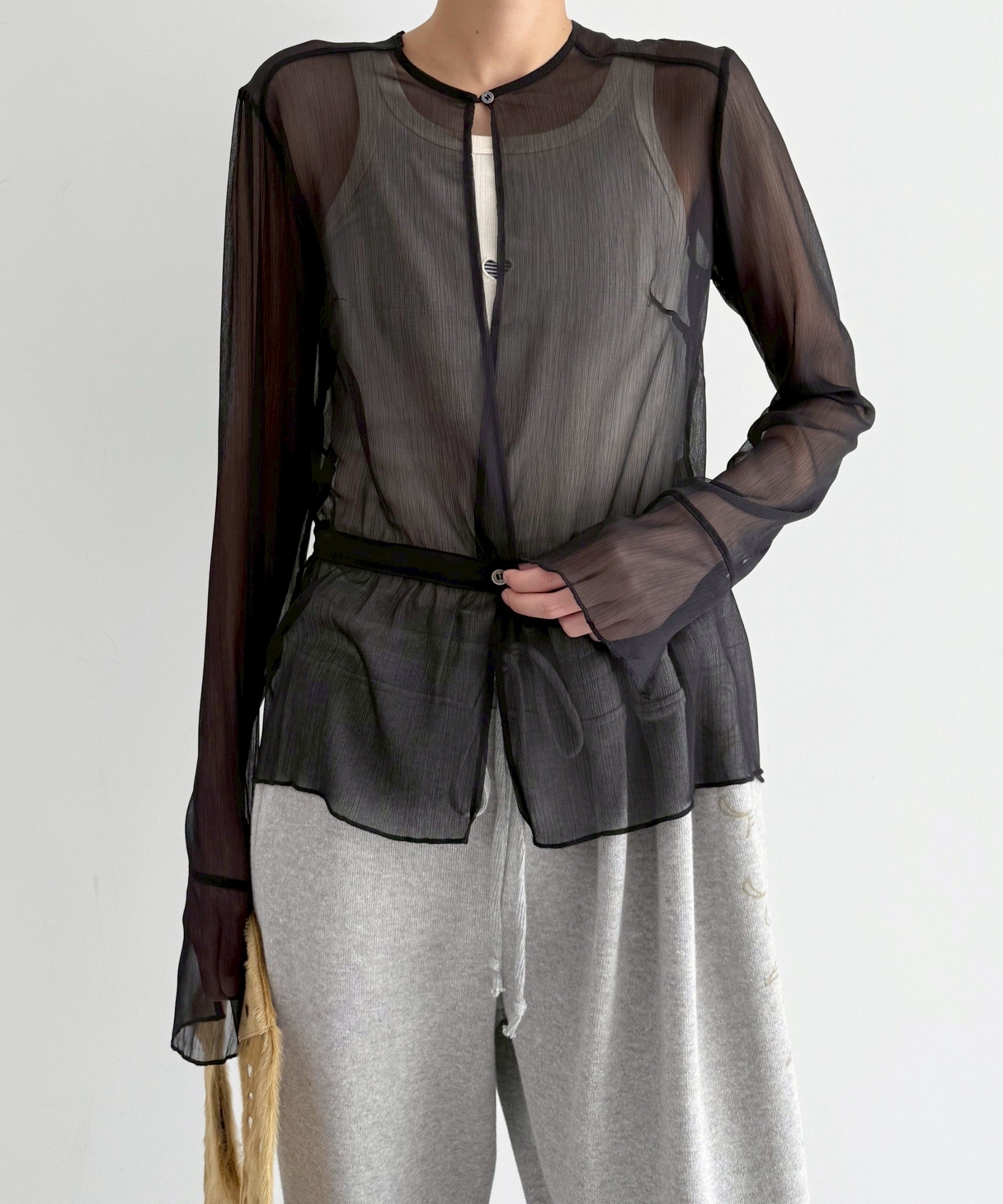 OUR LEGACY Waist blouse "CRINKLE BLACK VEIL POLY"
