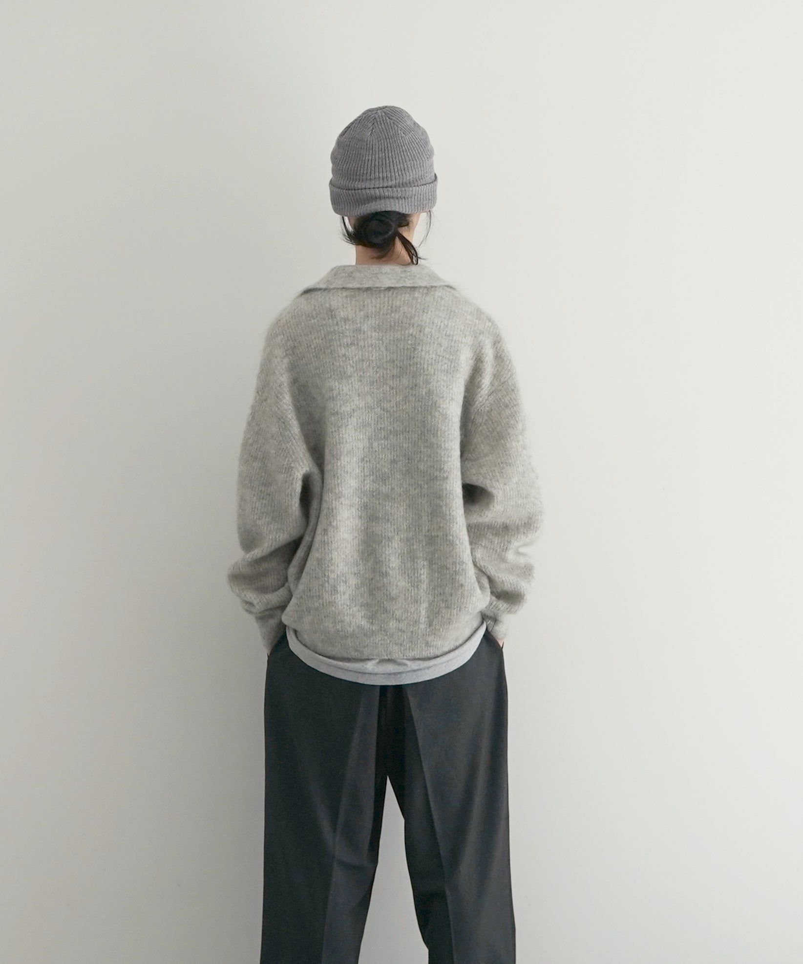 【EXCLUSIVE】crepuscule Mohair polo cardigan "L.GRAY"