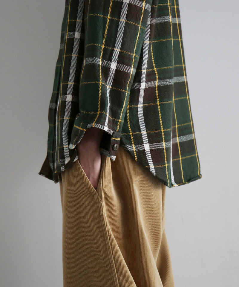 Engineered Garments Work shirt - ctn heavy twill plaid "OLIVE/BROWN"