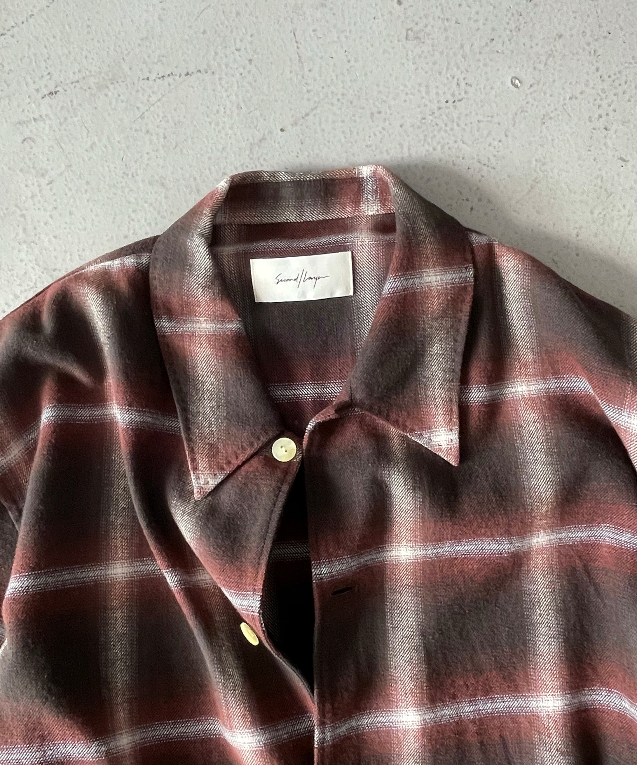 SECOND/LAYER Logan ombre ls shirt "RED CHECK"