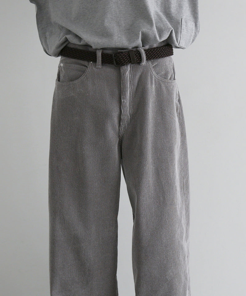 REVERBERATE Flocky corduroy pants - wide "GREY×OFF WHITE"