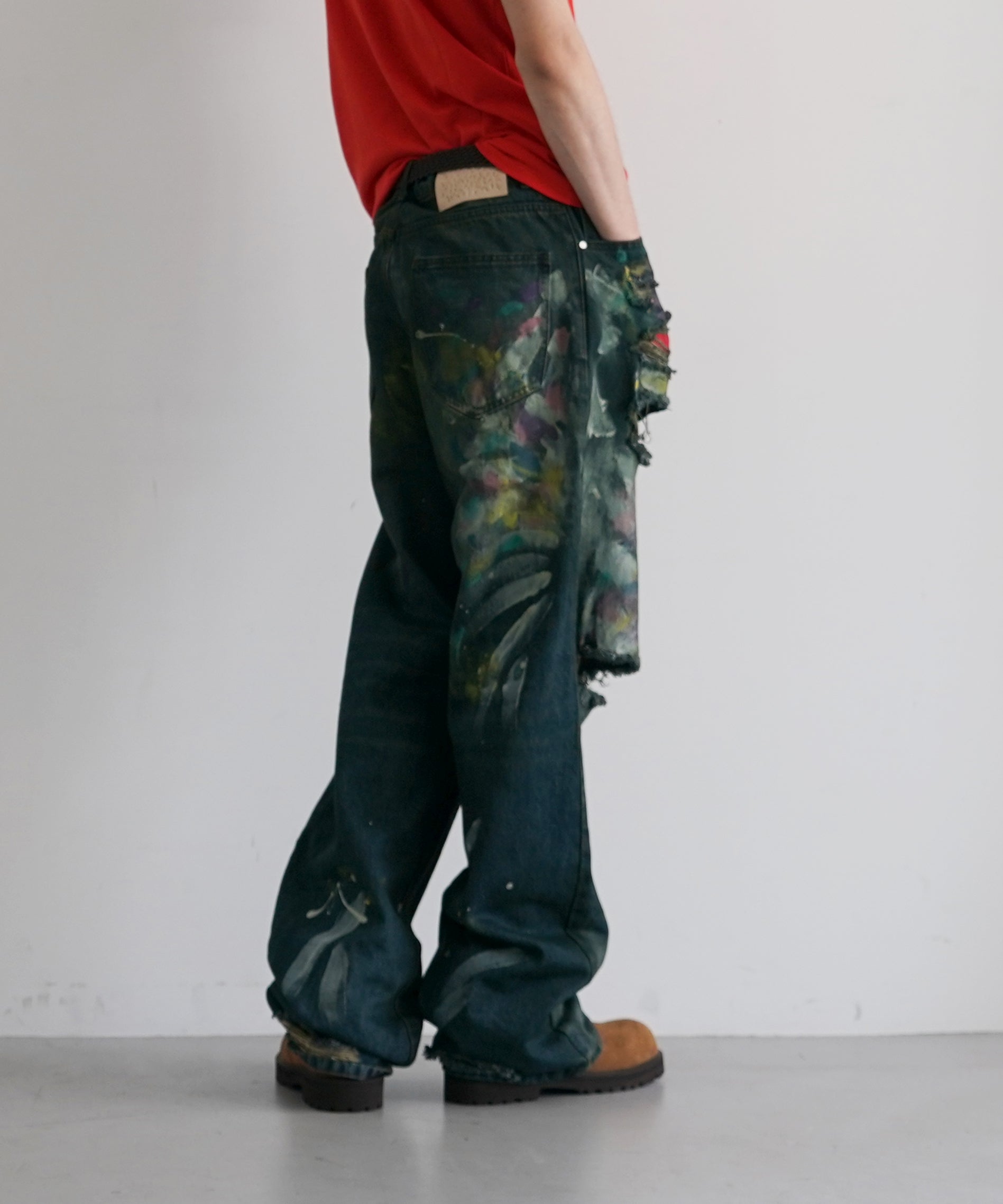 Basketcase Lax baggy denim paint splatters "MULTI"