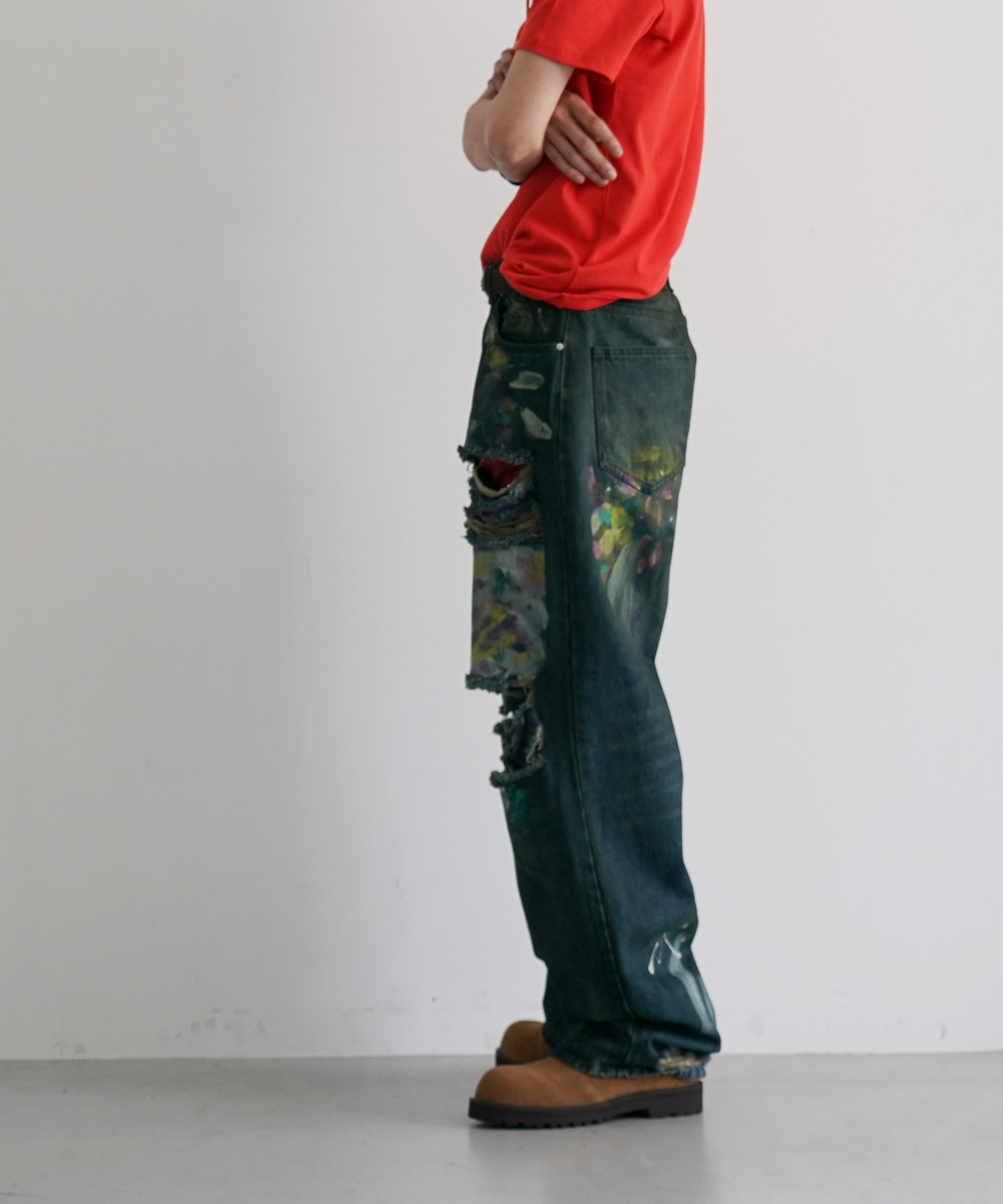 Basketcase Lax baggy denim paint splatters "MULTI"