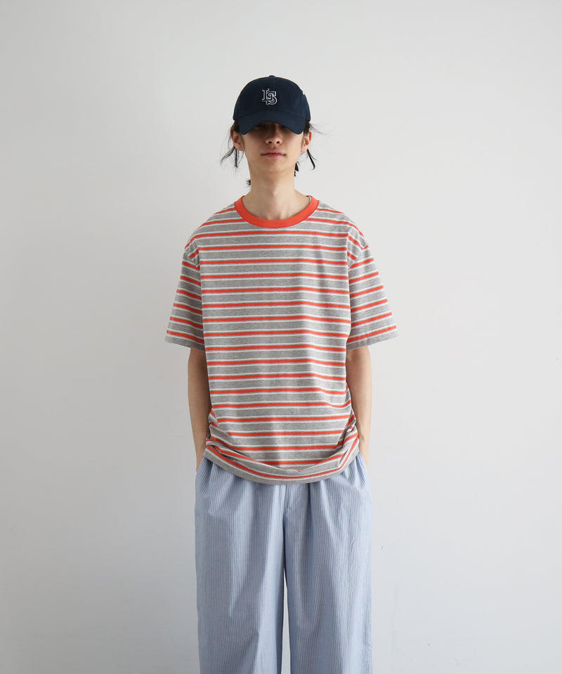 KAIKO C neck border t-shirts "RED"
