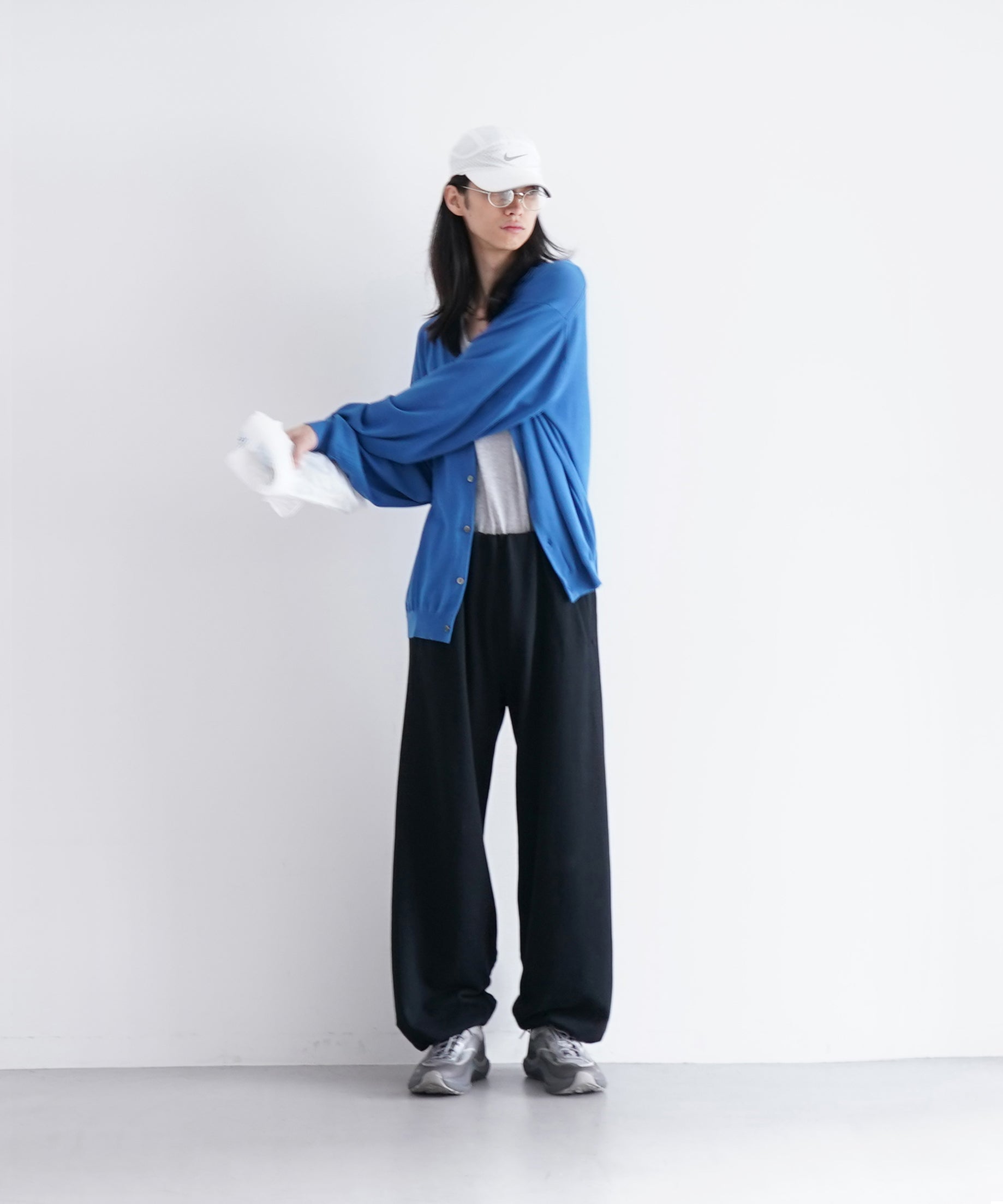 【EXCLUSIVE】crepuscule Open collar knit shirt "BLUE"