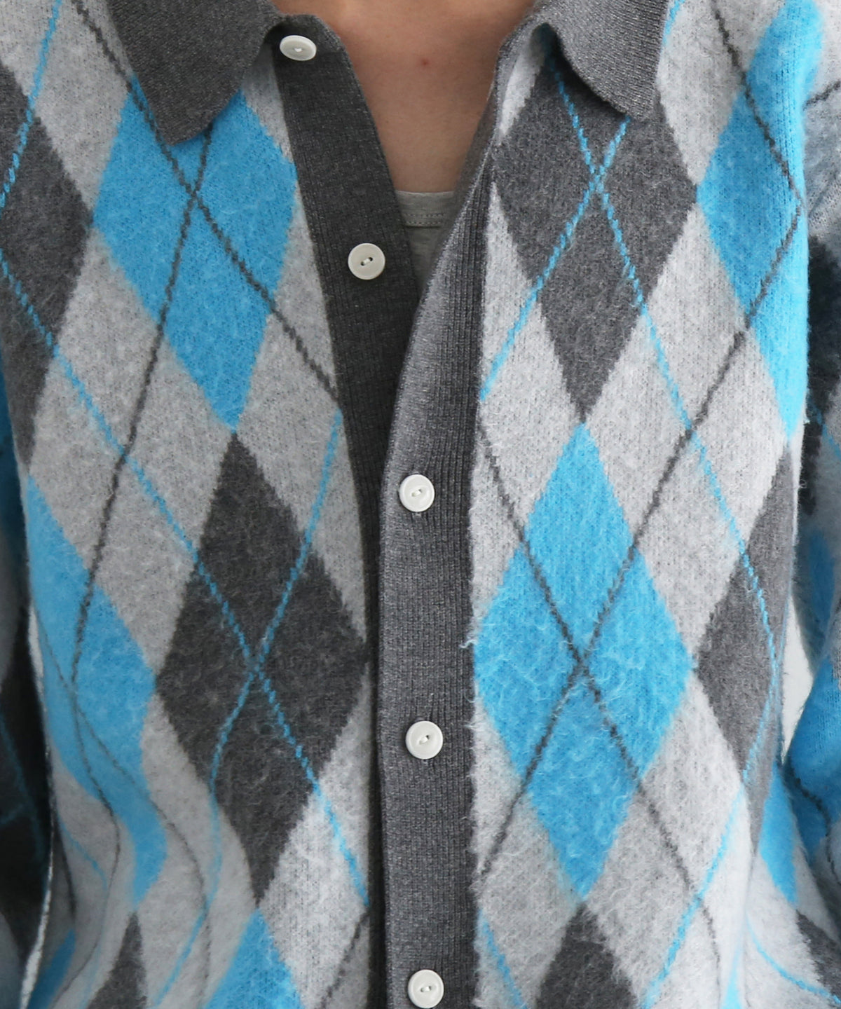 【Pre order】KAIKO Domestic knit polo cardigan "FIGURE BLUE"