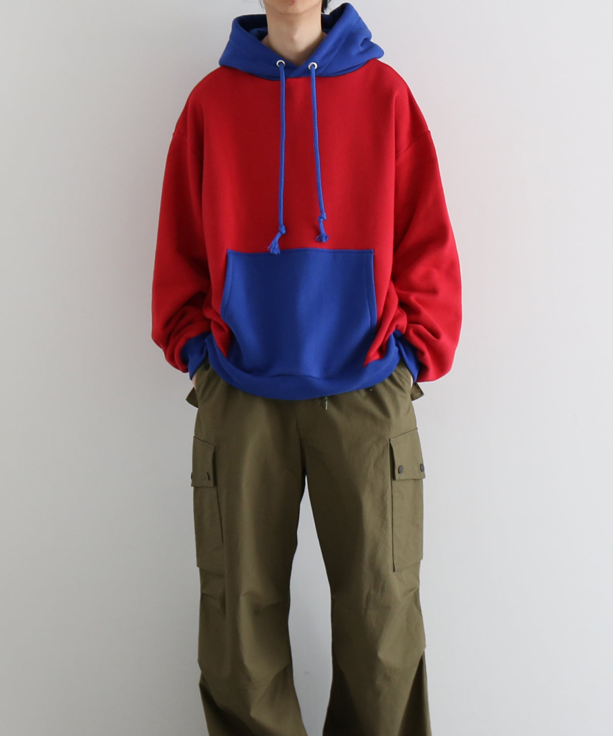 KOOKY ZOO 2Tone hoodie "GREY×RED"