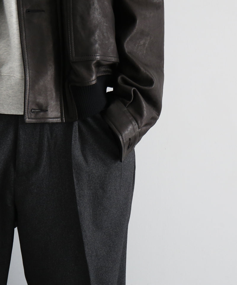 AURALEE Textured lamb leather blouson "BLACK"