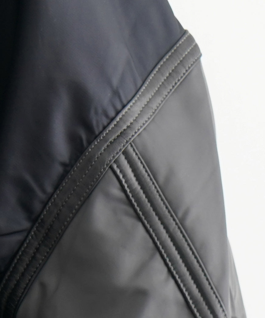 PHINGERIN Trim leather bonber jacket "C:BLACK"