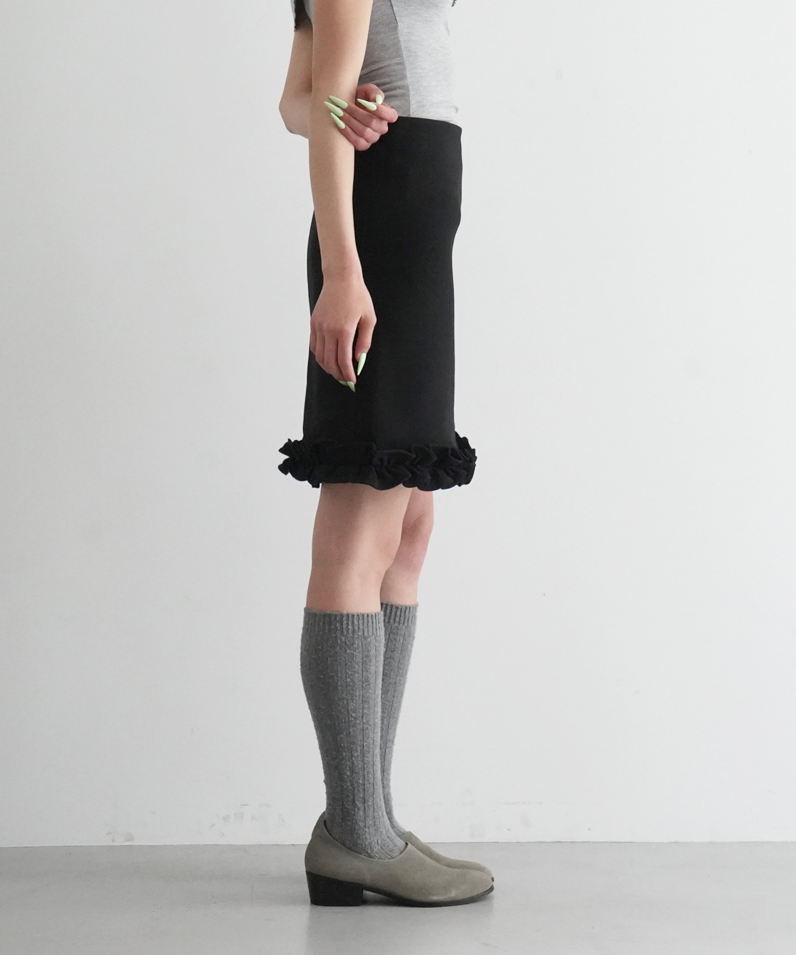 GANNI Bonded crepe skirt "BLACK"