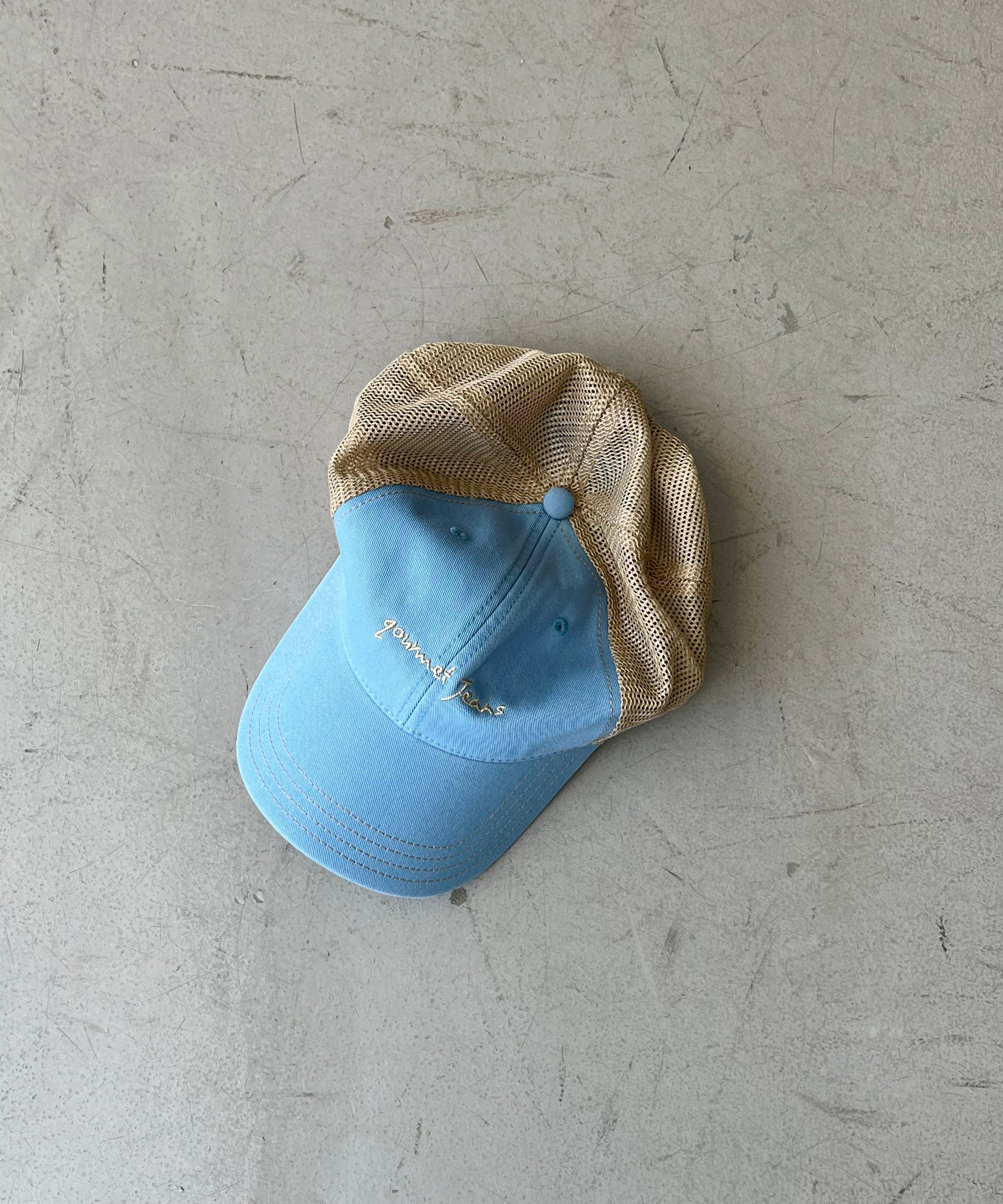 【EXCLUSIVE】gourmet jeans Mesh cap gourmet jeans "BLUE×GRAY"