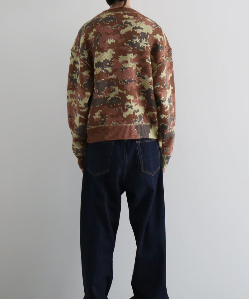 FAF(FAKE AS FLOWERS) Wik camo jacquard knit "BROWN CAMO"